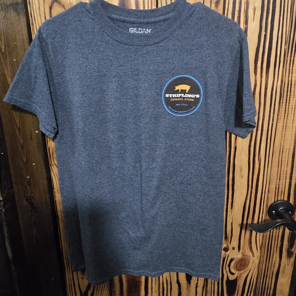 Gildan Heather Blue T-Shirt with Logo Patch